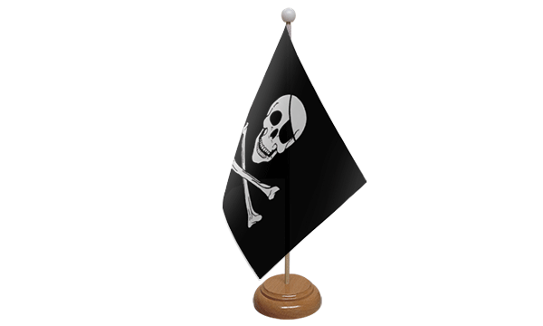 Skull and Crossbones Small Flag with Wooden Stand